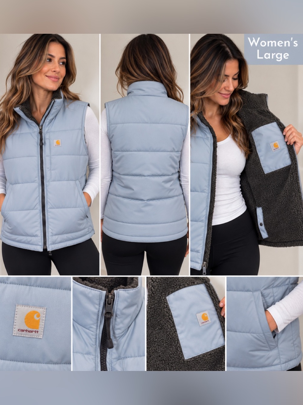 Carhartt Women's large Light Blue Insulated Sherpa-Lined Vest